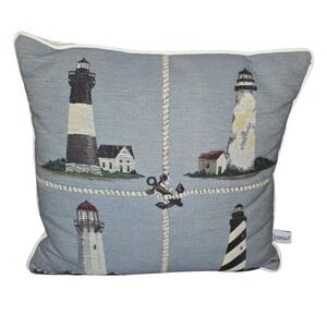 Riverdale‎ Lighthouse Throw Pillow Coastal Nautical Decor Accent Square